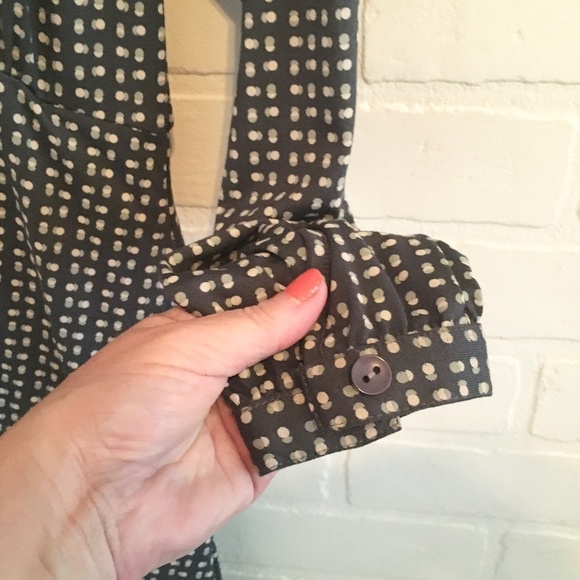 ANTHROPOLOGIE x Indie and Cold Shirt Dress Mini Long sleeve Retro Gray Cream XS - Picture 12 of 16